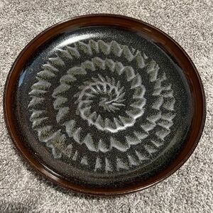 Studio Pottery Plate with Spiral Pattern 11.5 inch